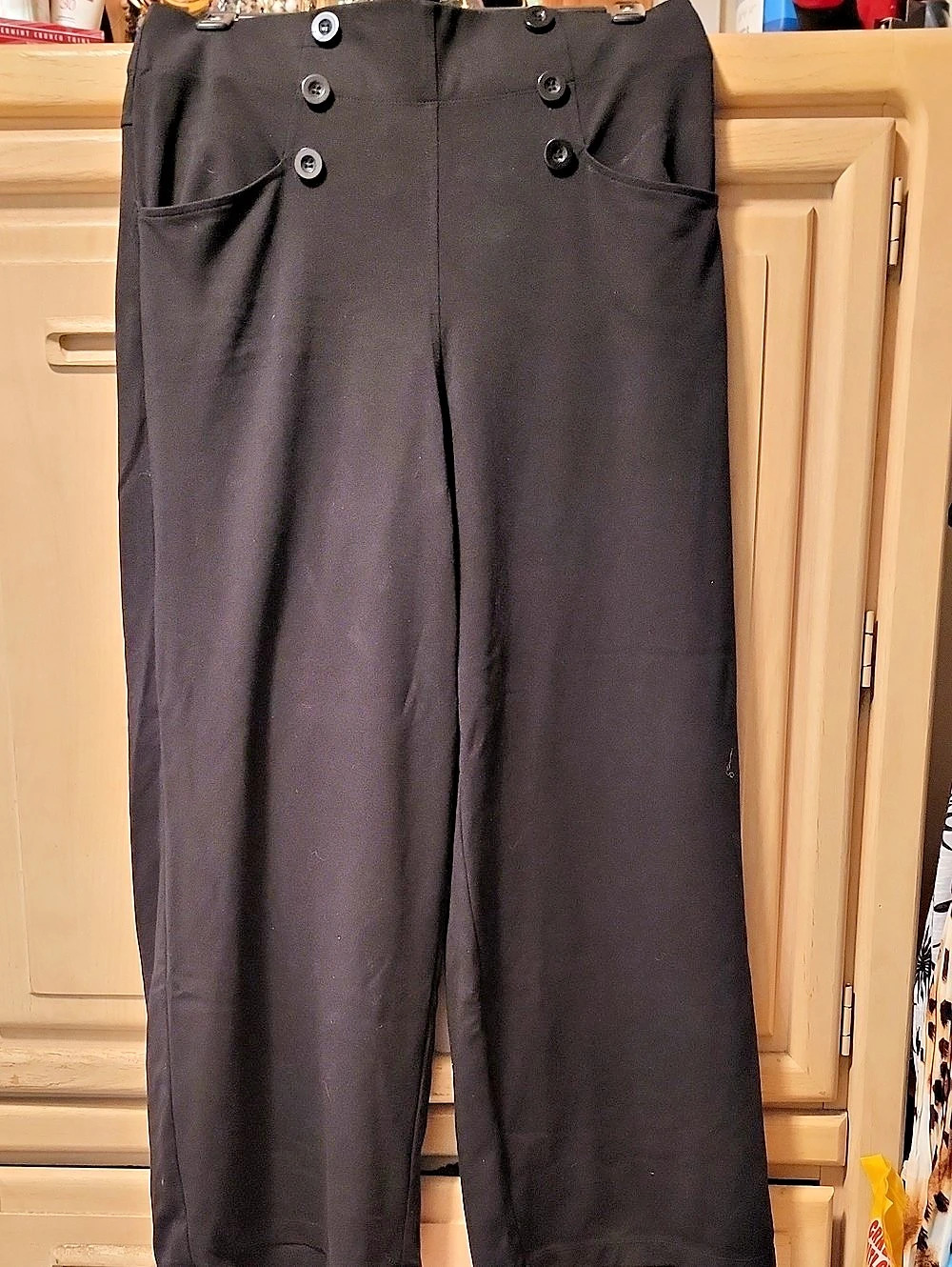 Max Studio Wide Leg Sailor Pants in Black Size XL Like New